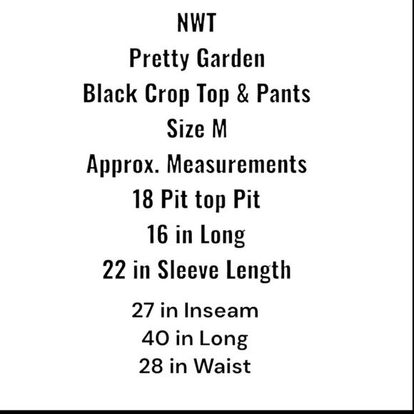 Pretty Garden 2pc Set Size M Crop Satin Soft Top Black Wide Leg Pants High Waist - Picture 5 of 15